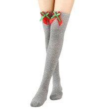 Kerst gestreepte lange kousen met strik, kerstsokken, lange sokken met balmotief, modieuze dameskousen, sexy slanke lange kousen, gestreepte kousen,