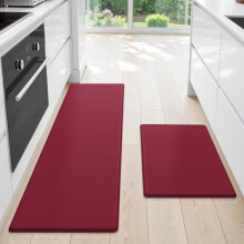 Red Kitchen Mats Anti-Fatigue Non-Skid 2 pcs