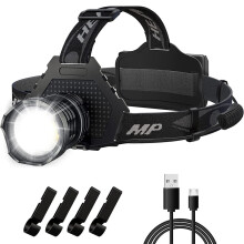 Headlamp USB Rechargeable, Head Lamp XHP70 Super Bright 1080 Lumen with 5 Modes, Zoomable, IPX6 Waterproof for Hunting Running Fishing Biking