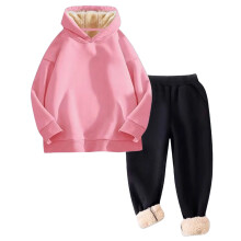 Girls' Winter Hoodie and Jogger Tracksuit Soft-Lined Pink