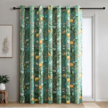 Floral Blackout Sliding Door Curtains, Extra Wide Sage Green Vintage Farmhouse Grommet Drapes, 1 Panel W100xL84, Compatible with Standard Tracks