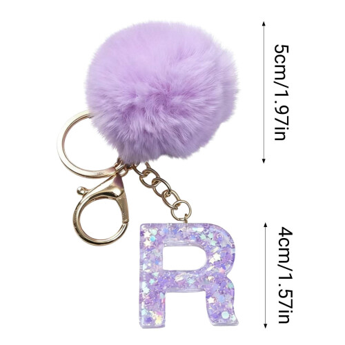 Initial Letter Key Rings Furry Purple 3 Pcs