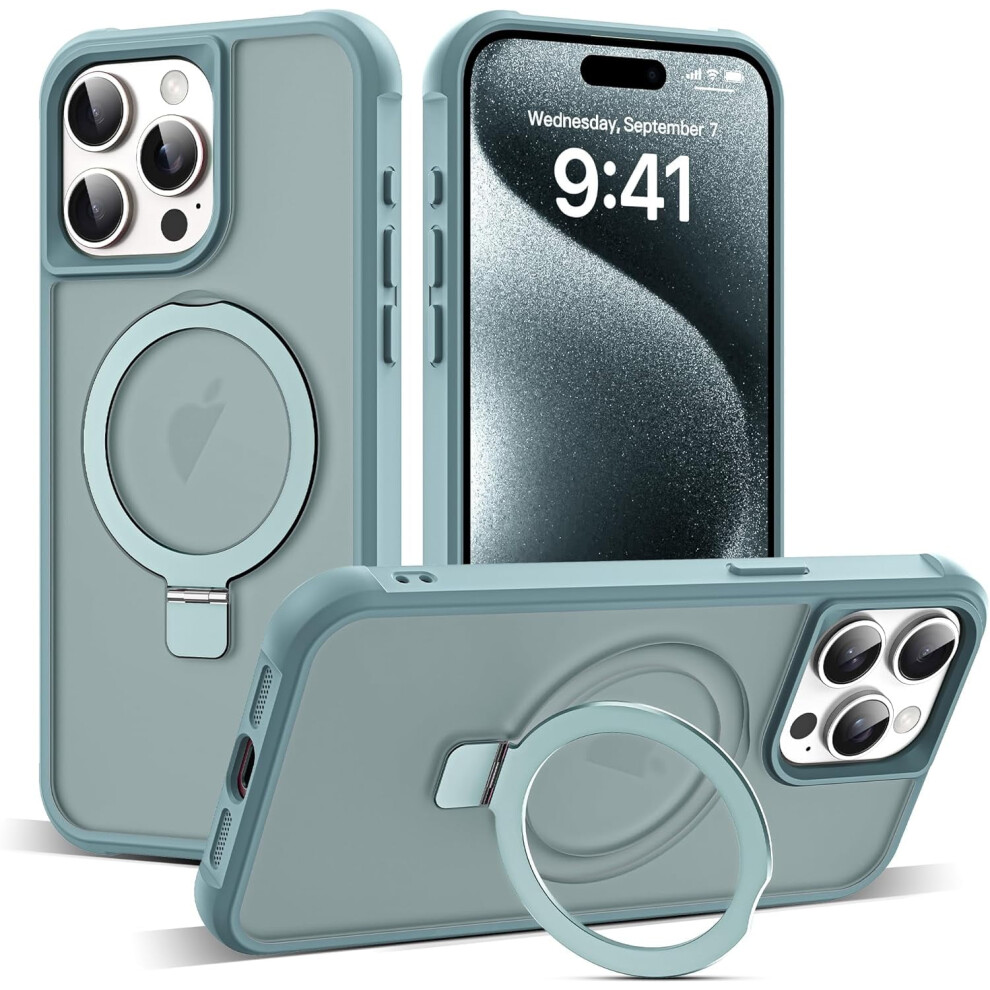 Compatible With Iphone 15 Pro Case: Military-Grade Translucent, Invisible Magnetic O-Ring Stand, Magsafe-Compatible, Great Grip 9028731916002