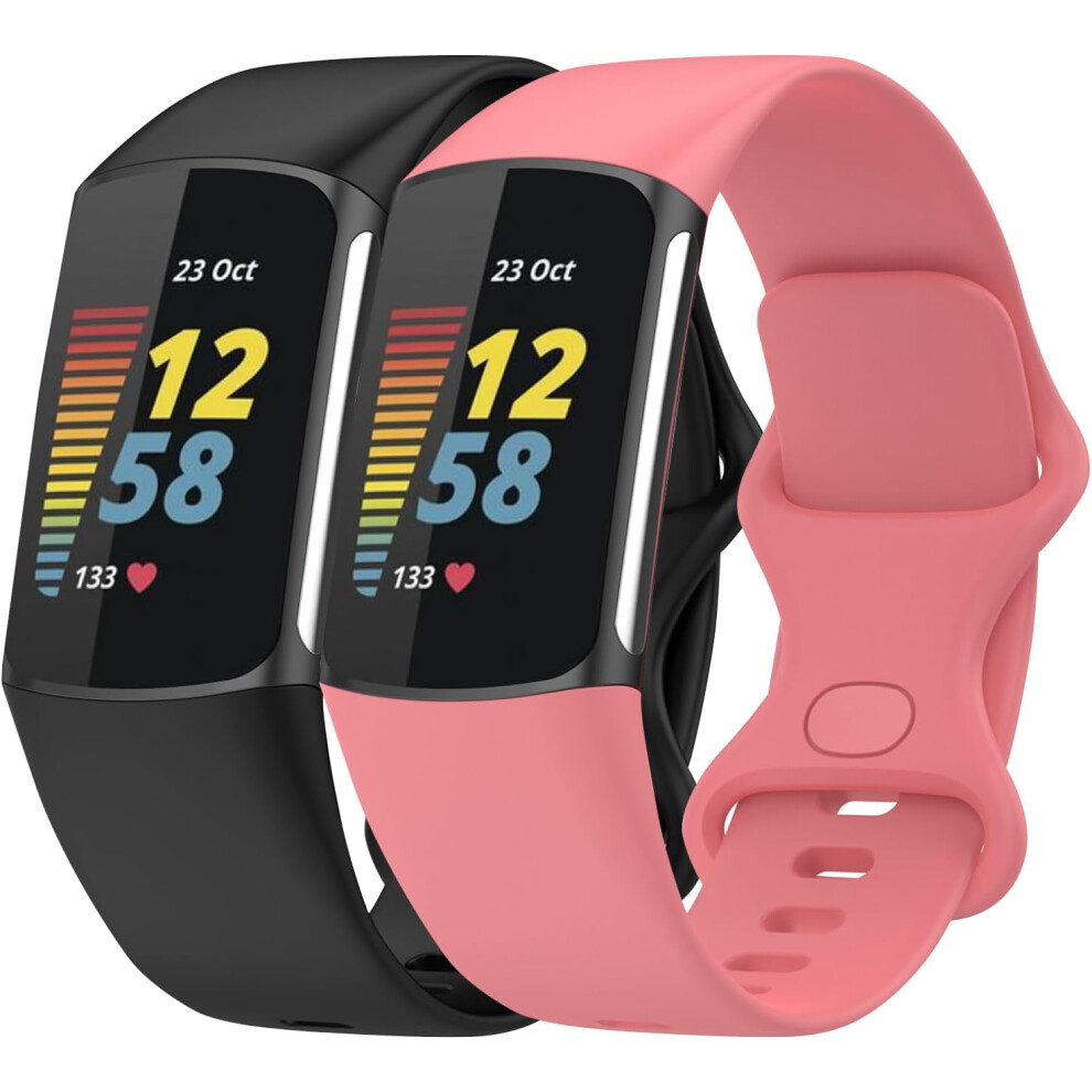2 Pack Compatible With Fitbit Charge 6 Bands For Women Men, Soft Silicone Replacement Band For Compatible With Fitbit Charge 6 Charge 5 Smartwatch 9028731916507