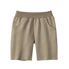 Calções AWZXDE para meninos e meninas, cor sólida, estilo cargo casual, cintura elástica, confortáveis para brincar no verão, cor cáqui,
