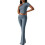Solid Color Slim Fit Short Sleeve Trousers Suit Gray Blue M 1