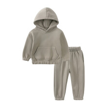 AWZXDE Completo Autunno Inverno per Ragazzi - Felpa con cappuccio spessa e calda - Pantaloni - Set 2 pezzi per Ragazzi - Abbigliamento Freddo Grigio,