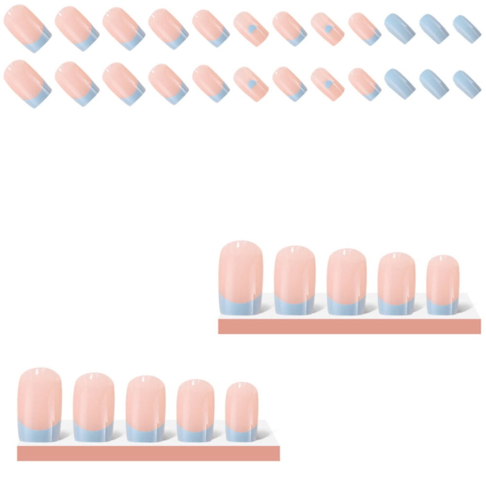 Mixed Color Heart False Nails Easy to Apply Stylish Pattern for Women Nail Decoration Jelly Glue Model