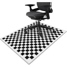 Zwart-wit geblokte bureaustoelmat van 122 x 152 cm voor hardhouten vloeren, antislip, geschikt voor bureaustoelen met wieltjes.