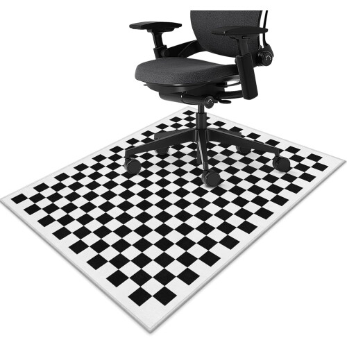 Ασπρόμαυρη καρό καρέκλα γραφείου 48"x60" για ξύλινα δάπεδα, αντιολισθητική, συμβατή