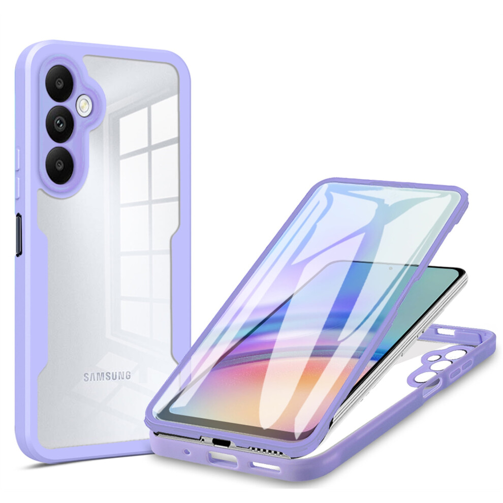 Ccsamll Clear Case With Screen Protector For Samsung Galaxy A55 5G Â Slim, Shockproof Tpu Rugged Bumper In Qc Purple 9028731918365