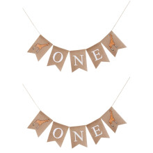 2pcs Giraffe Linen Banner, Swallowtail Bunting Flag – Baby Shower & 1st Birthday Decoration (Compatible with Standard Hanging Kits)