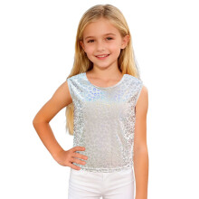 Kids leopard glitter tank top white 130