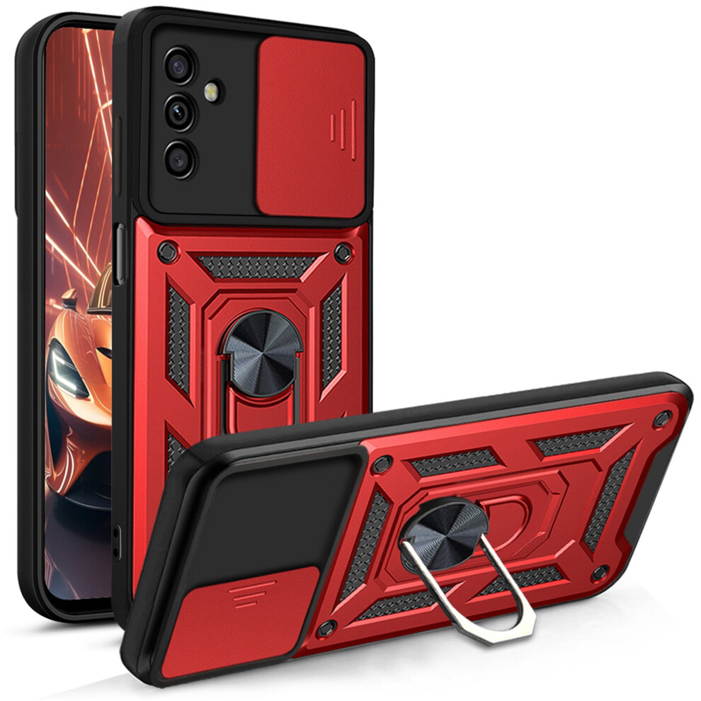 Samsung Galaxy A05s 4G Case With Slide Camera Cover, Military-Grade Drop Protection & Rotating Ring Kickstand – Sj Red 9028731919171