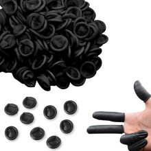 100 stk. latex fingerbeskyttelseshandsker til industrielle fingerspidser i gummi (sort)