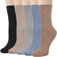 PUMIER 5 Pairs Wool Socks for Women Stocking Stuffers Gifts Winter Warm Hiking Crew Boot Socks
