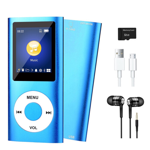 GENREEN Børne Løbespil Bluetooth 32GB MP3/DVD-afspiller, Blå