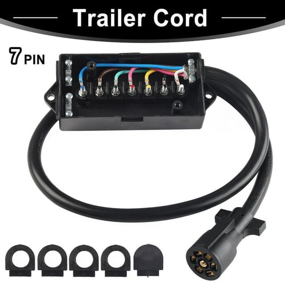 Xukey 4 Ft 7 Way Plug Trailer Cord 7-Pole Inline Junction Box 7 Pin Wiring Harness Kit 9028731969626