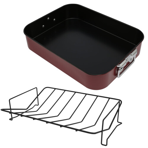 Carbon Steel Roasting Pan with Rack and Handle Nonstick