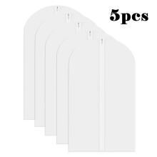 Lot de 5 housses à vêtements transparentes avec fermeture éclair intégrale, idéales pour les voyages. Parfaites pour ranger costumes et robes.
