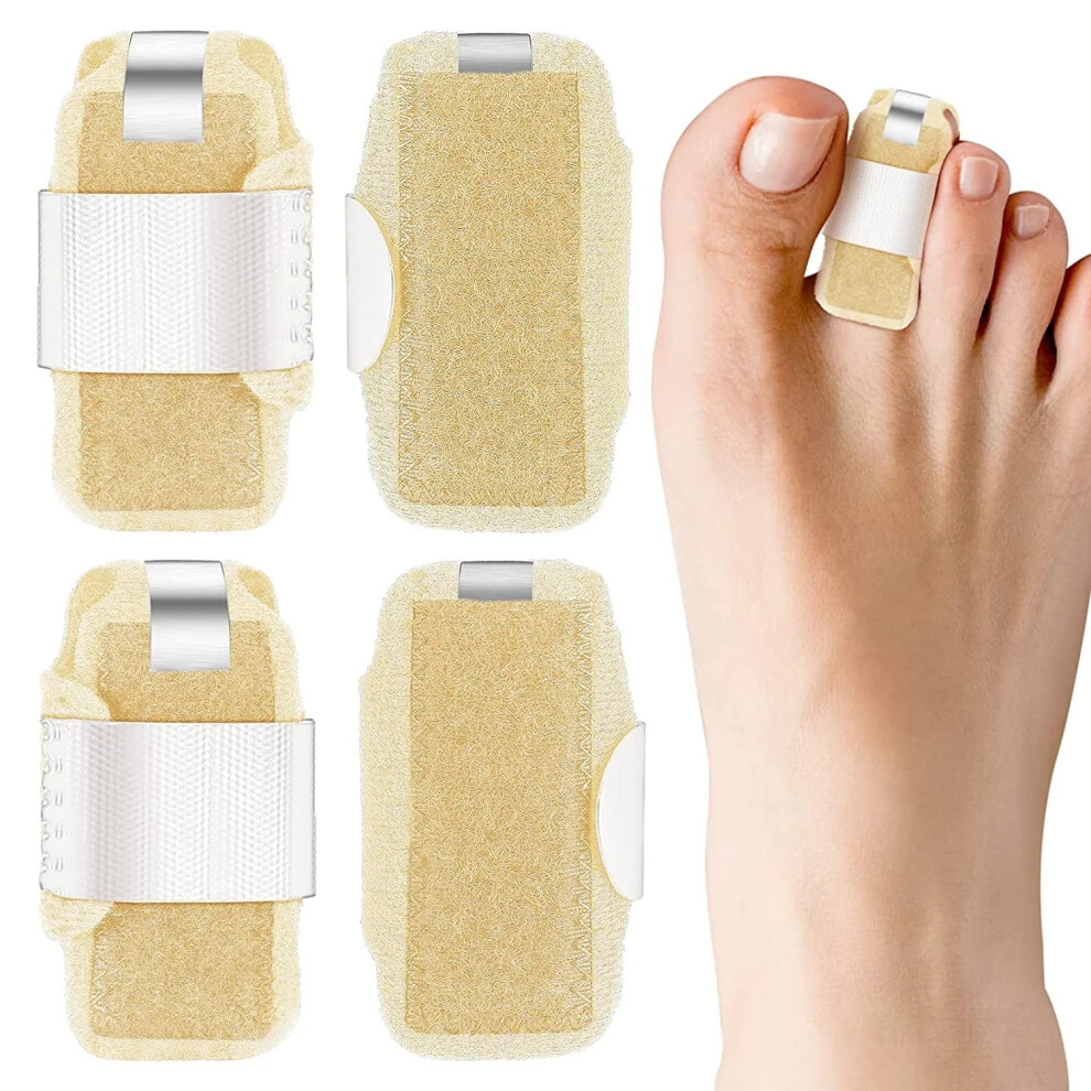 Beige 4 Pack Toe Splint, Toe Straightener For Hammer Toe, Bent Toe, Claw Toe, Crooked Toe, Toe Wrap To Align And Support Toe