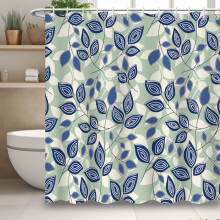 Perdea de duș în stil minimalist modern, perdea de duș impermeabilă cu frunze, decor simplu pentru baie cu 12 cârlige