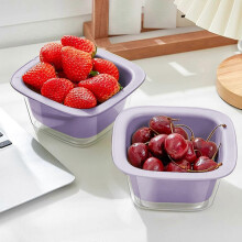 Vegetable Draining Basket, Colander and Bowl Set, Plastic Material, Large Capacity, for Washing Salad, Fruits, and Vegetables, Purple, by FAJHHA