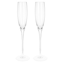 Lot de 2 coupes à champagne en cristal transparent, idéales pour le vin rouge ou le champagne.