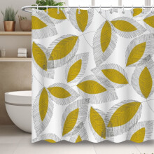 Moderner Duschvorhang im minimalistischen Stil, wasserfester Duschvorhang mit Blattmotiv, schlichte Badezimmerdekoration mit 12 Haken
