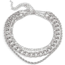 3-delige punk Cubaanse schakelketting choker ketting gedraaide touwketting grove Figaro ketting gala feest festival accessoire voor vrouwen