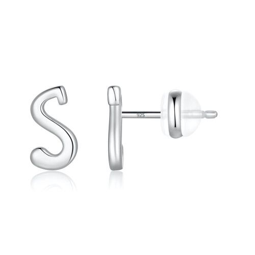 AUNOOL 925 Sterling Silver Initial Stud Earrings