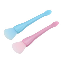 Lot de 2 pinceaux applicateurs en silicone pour masque facial, en silicone souple, rose et bleu.