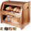 Stylish Acacia Extra Large 2-shelf Wooden Bread for Box Kitchen Countertop Bread Storage Extra Large 1