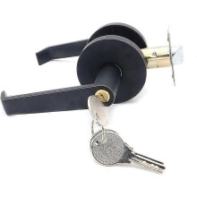 Entry Lever Door Lock, Zinc Alloy, Exterior/Interior Security Door Lock with 3 Keys, Security Lock, Door Handle Knob, Black