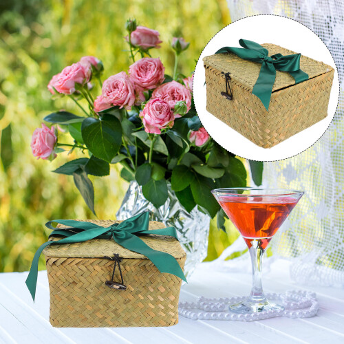 1St Creatieve Woven Storage Box Decoratieve Opbergmand Groen 2