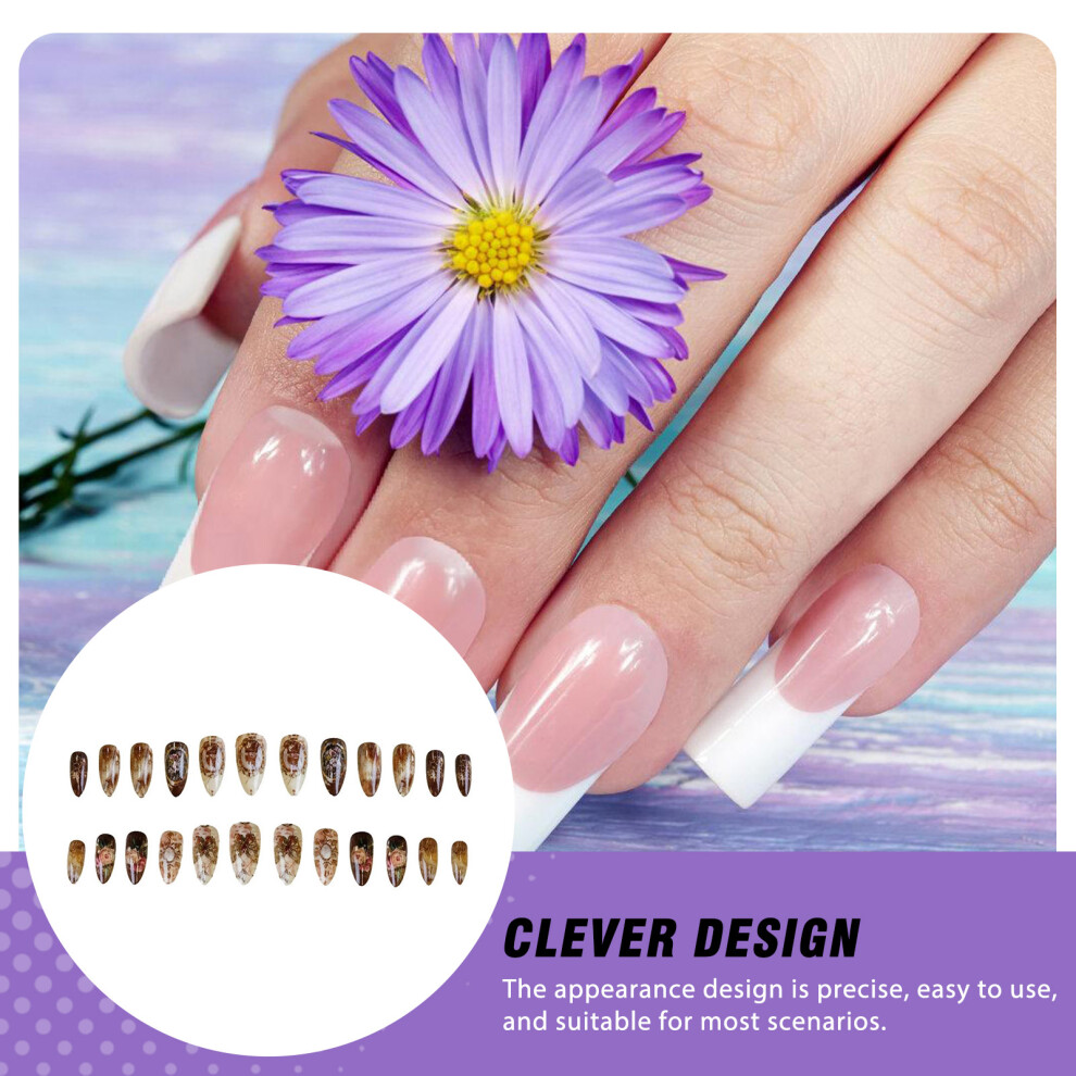 Creation-3C Amber 24Pcs Almond Fake Nails, Rose Ombre, Eco-Friendly Resin