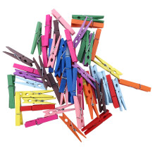 3-Inch Large Natural Colorful Wooden Clothespins, Set of 50 Pins, Assorted Colors