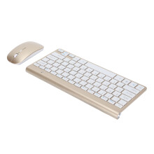 Wireless 2.4G UltraSlim Ergonomic Keyboard & Mouse Combo, Gold