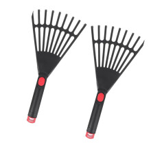 Set Of 2 Sturdy Plastic Rakes Ergonomic Handle Perfect-black