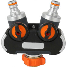 2 Way Hose Splitter with Valve - Irrigation Supply Garden Faucet Connector