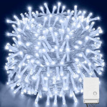 Morttic 33FT 100LED Christmas Lights, 8 Twinkle Modes, Connectable, Indoor/Outdoor, Cool White — Compatible with Standard Outlets