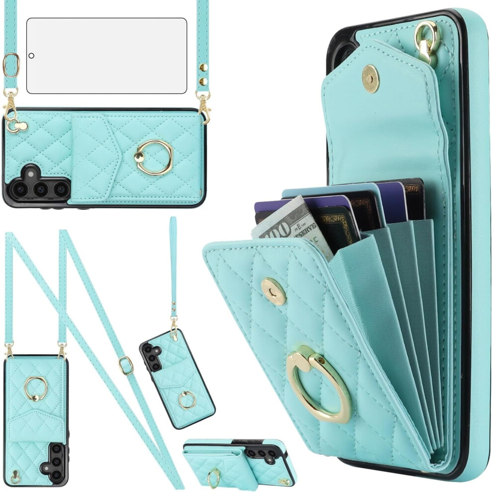Galaxy S23 Fe 5G Phone Case Â Wallet Cover With Tempered Glass, Wrist Strap, Ring Stand & Rfid-Blocking Card Holder 9028731150208