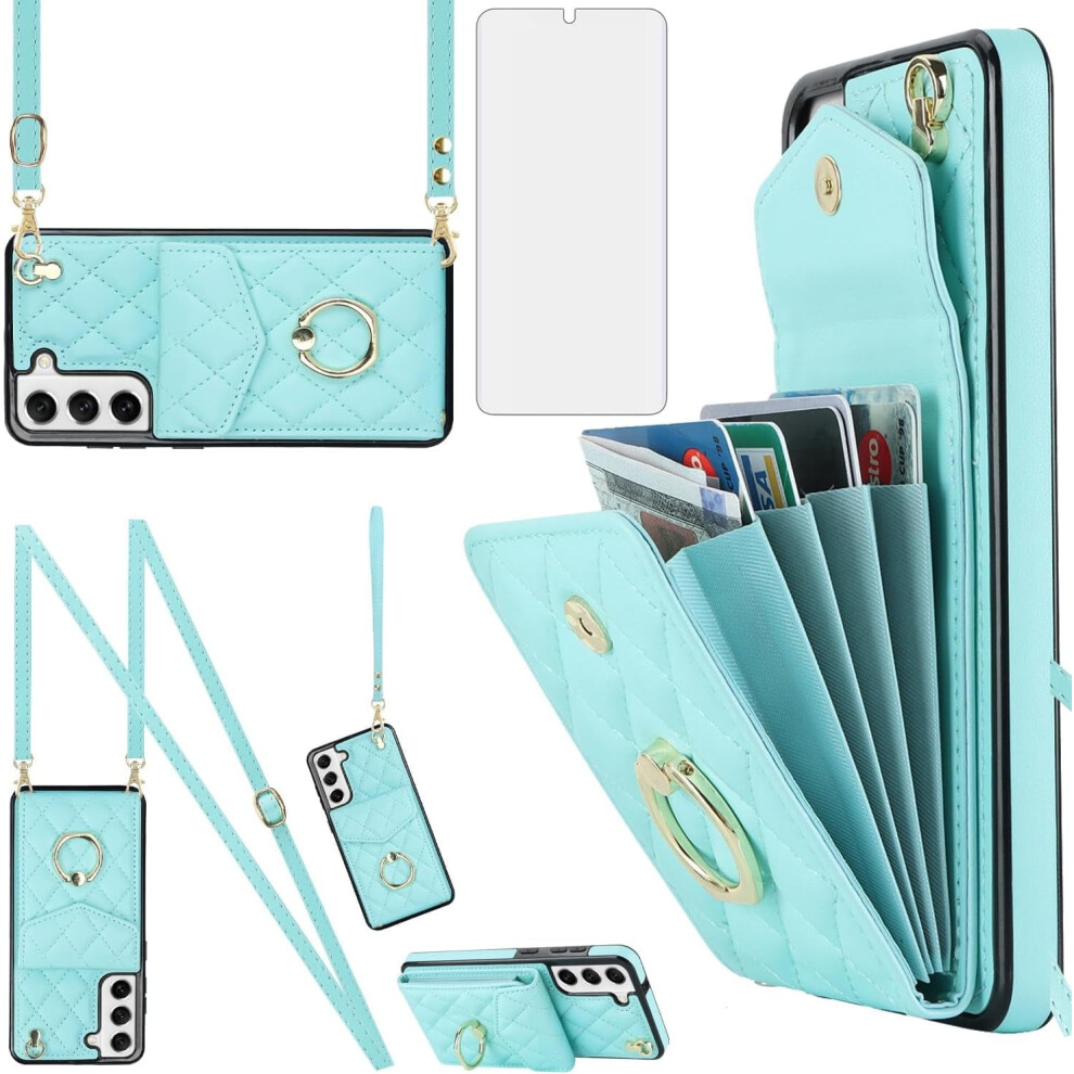 Galaxy S22+ 5G Phone Case With Wallet, Tempered Glass, Wrist Strap, Rfid-Blocking Card Holder Â Compatible With S22 Plus 5G 9028731150307