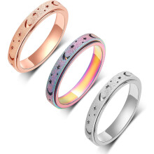 Damesring met maan- en stermotief, 6 mm, roestvrij staal, maat