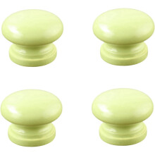 Drawer Knobs 4Pcs Chinese Colored Lotus Wood Single Hole Handle Round Log Handle Drawer Wardrobe Cabinet Door Wooden Mushroom Shaped Handle Yellow