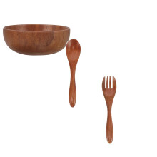 1 Pcs Wooden Salad Bowl Set, Acacia Wood Large Salad Serving Bowl with Salad Spoon and fork for Mixing Fruits Cereal Pasta Salad