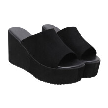 Siides Damen-Plateau-Keilsandalen, offene Zehenpartie, leichte Slip-On-Keilsandalen