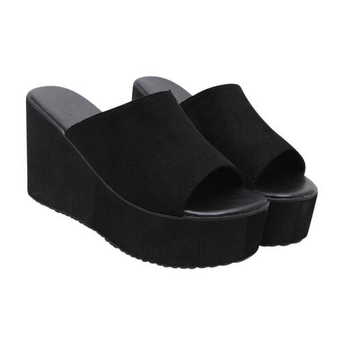 Sandali con zeppa da donna Siides, con punta aperta, modello slip-on, leggeri.