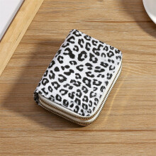 Leopard Print Women's PU Leather Short Wallet with Double Zipper, Multi Card Slots & Coin Purse – Compatible with All Cards