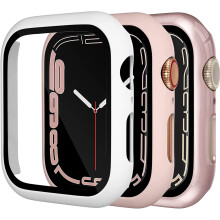 Kompatibel mit Apple Watch 44 mm (SE/6/5/4), schlanke Bumper-Hülle + Displayschutzfolie, robuste Schutzhülle mit Rundumschutz, 3er-Pack